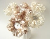 5 Handmade Ribbon Flowers Custom Wedding Bouquet, Wedding Decor