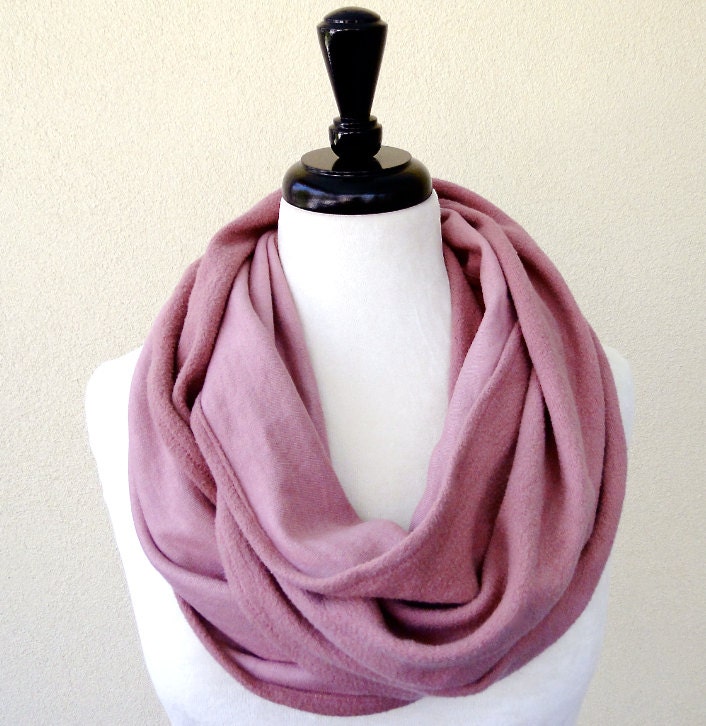 organic cotton fleece scarf - dusty rose pink scarf - fleece scarf - organic cotton knit  neck warmer - infinity scarf