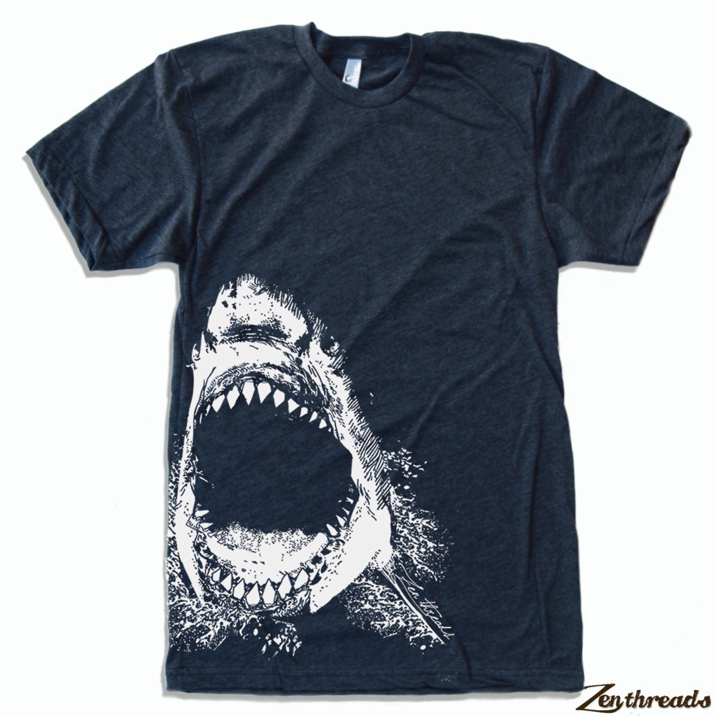 Mens SHARK american apparel T Shirt S M L XL (16 Colos Available)