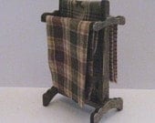 Blanket rack, country look,Dark oak stainedr. twelfth scale dollhouse miniature