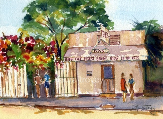 Pepe's Key West Watercolor Print