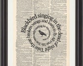 The Beatles, Blackbird, Spiral, Song Lyric, Music Print, Altered, Book Page, Art Print,Typography