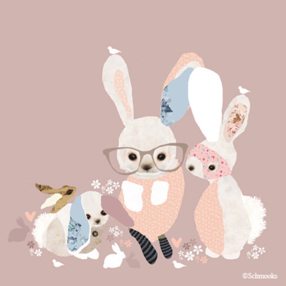 Pink Bunny Print Girls Nursery Room - 'Bunny Business'