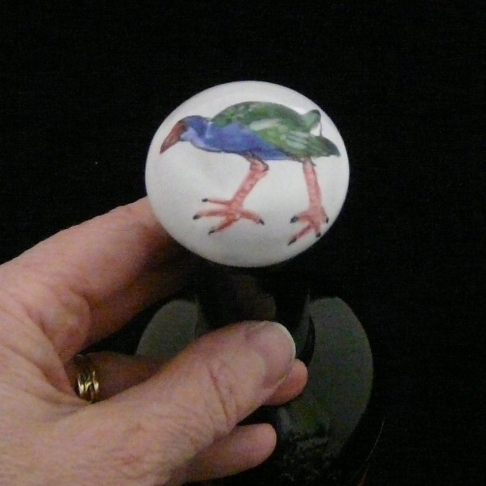 Majolica WIne Bottle Stopper with African Swamphen
