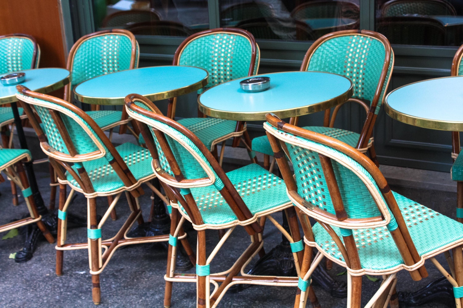 Paris Photography - Mint green cafe Chairs in Montmartre - 8x10 fine art photograph - affordable home decor