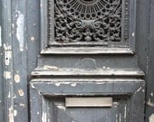 Paris Photography - Blue grey Door in Paris France - 8x10 Paris Fine Art Photograph- affordable home decor - rebeccaplotnick