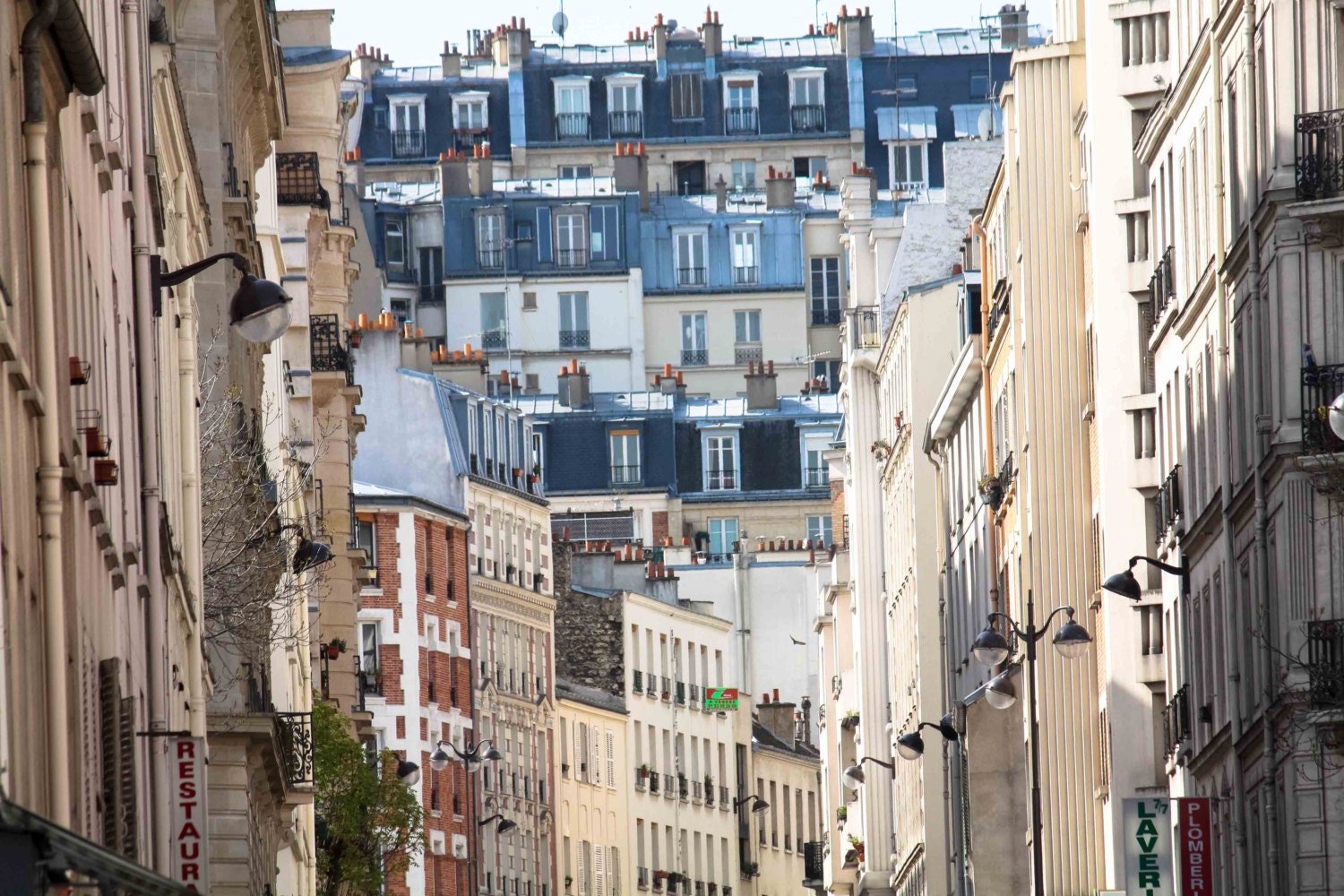 Paris Photography - The quiet side of Montmartre - Romantic Rooftops - 8x10 fine art photograph - soft blue and grey tones - French Decor