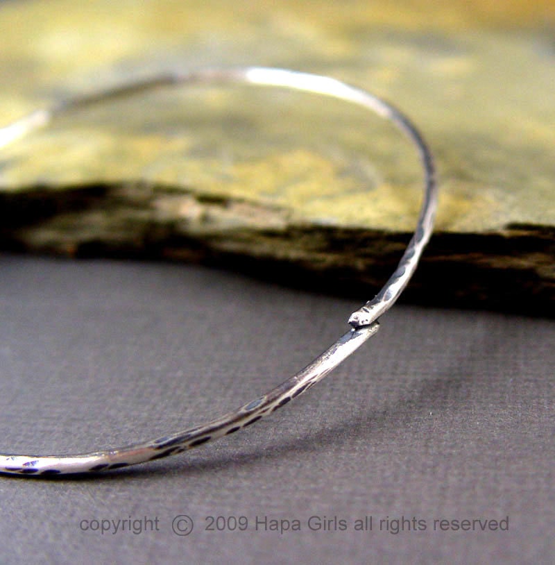 Branch Bangle, silver metalsmithing, gifts for 25, gifts for her, stacking bangles, twig bangle