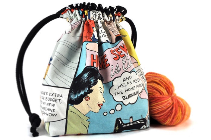 Knitting Project Bag Crochet Project Bag Square  - Home Sewing