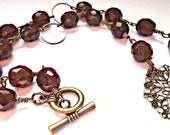 Beaded Pendant, Wire Wrapped, Brown, Topaz, Chocolate Brown, Copper, Gunmetal, Filigree, Hoops, Beadwork, Metalwork, Coffee, Bohemian