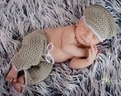 Newborn Crochet Pant and Cap Set Photo Prop- SAND/BEIGE