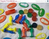 MEMORIAL DAY SALE Vintage Game Pieces, Board Game Pieces, Game Spinner, Plastic People