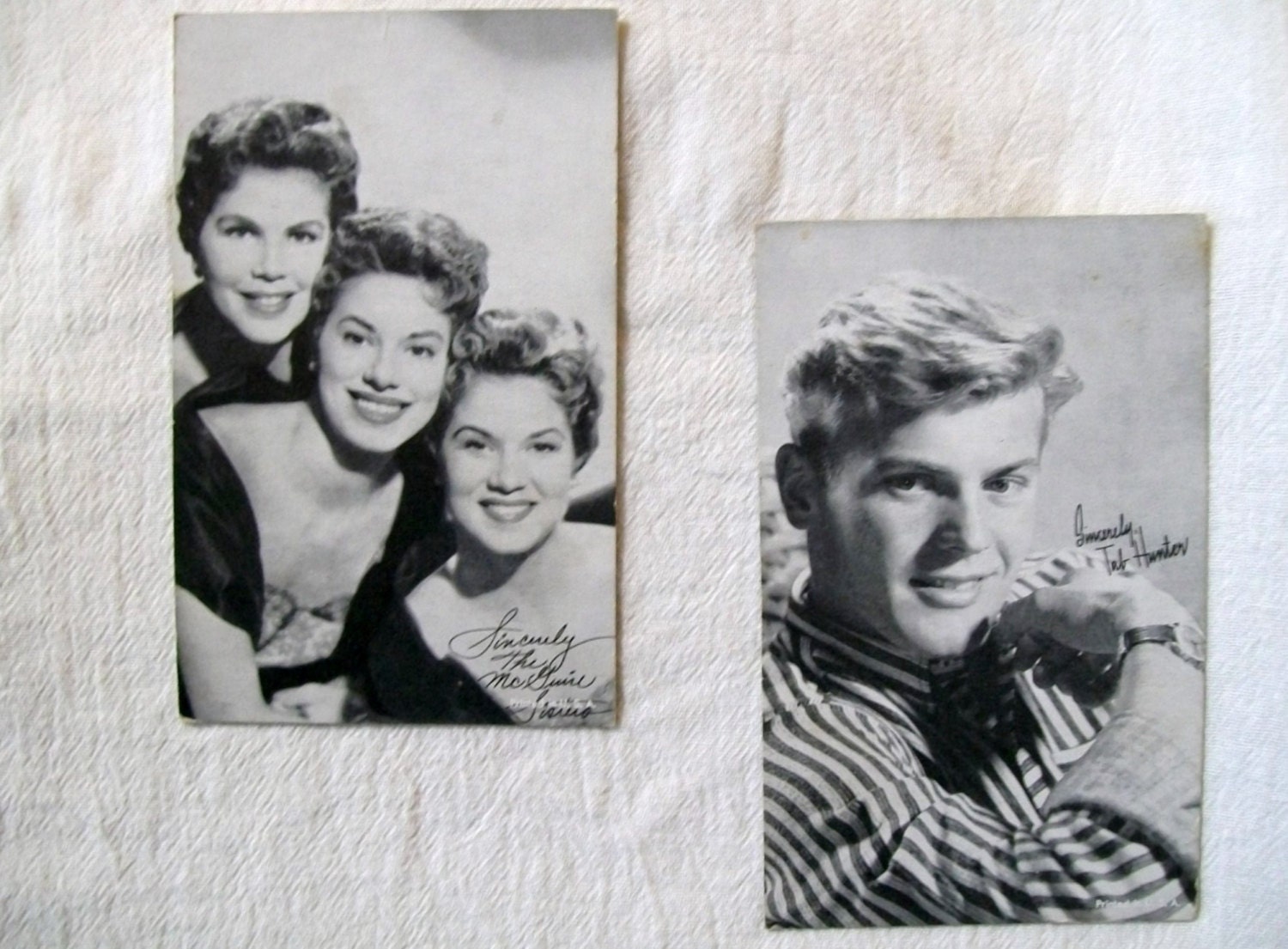 Vintage Pictures, The McGuire Sisters, Tab Hunter, Collectible Fan Picture