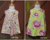 Reversible Pinafore Top- Blossoms - Size 4 Ready to ship
