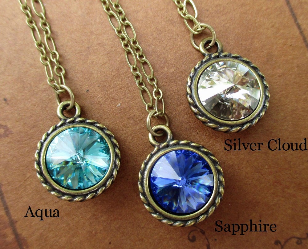 Graduation Gift Birthstone Necklace Swarovski Crystal Bridesmaid Jewelry Sapphire Blue Necklace Aqua Blue SPARKLE