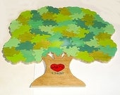Wedding Guest Book PuzzleTree  - Custom Hand Painted - 75 Pieces