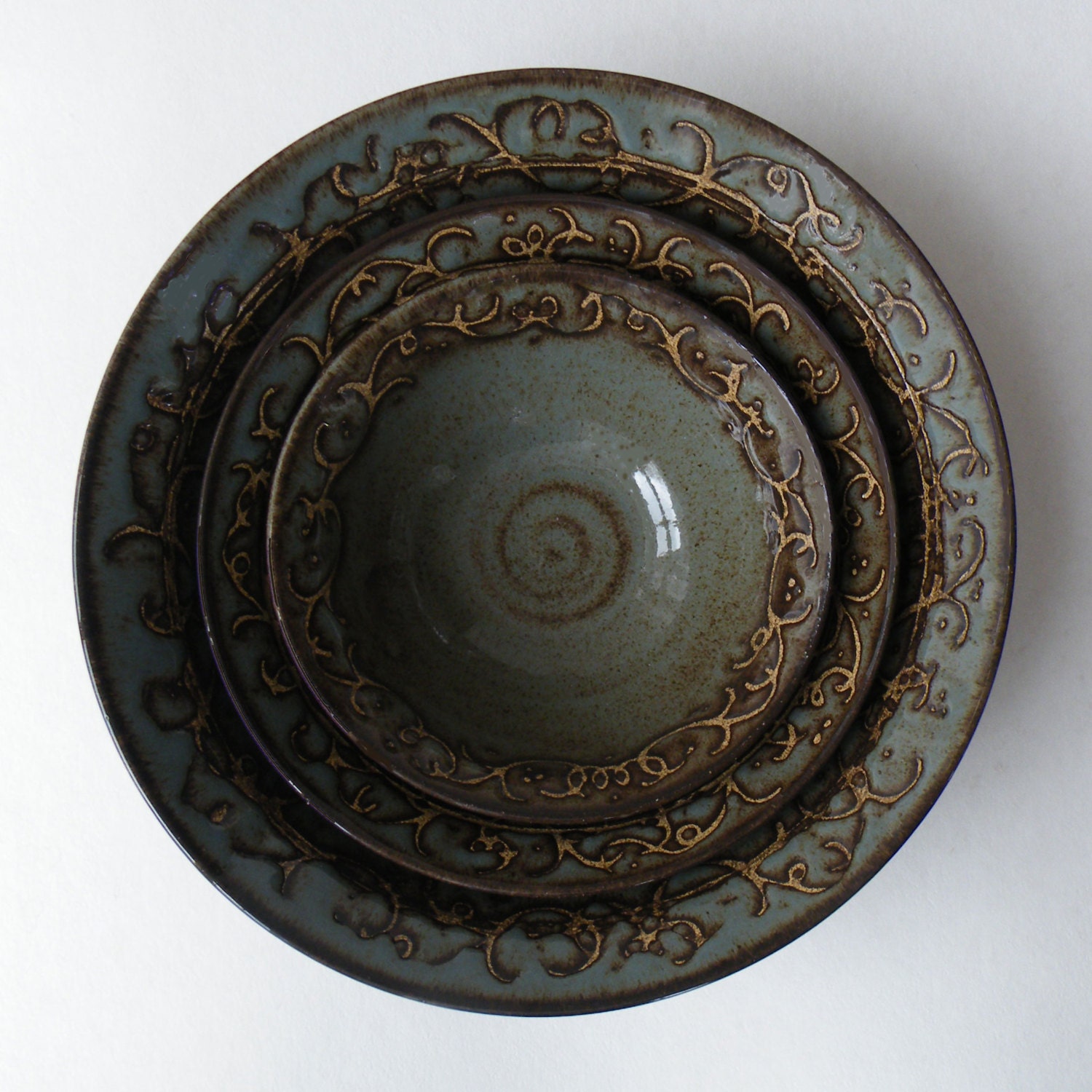 Gift Ideas for Her - Stoneware Set of 3 Decorative Nesting Bowls - Wedding Gift - Functional Housewarming Present