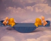 Vintage Mid Century Acme Dollhouse Teeter Totter w 2 Babies