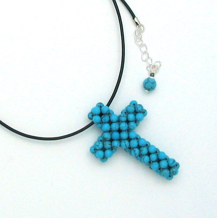 Turquoise Beaded Cross