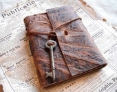 Leather Journal with skeleton key, brown leather journal, travel journal