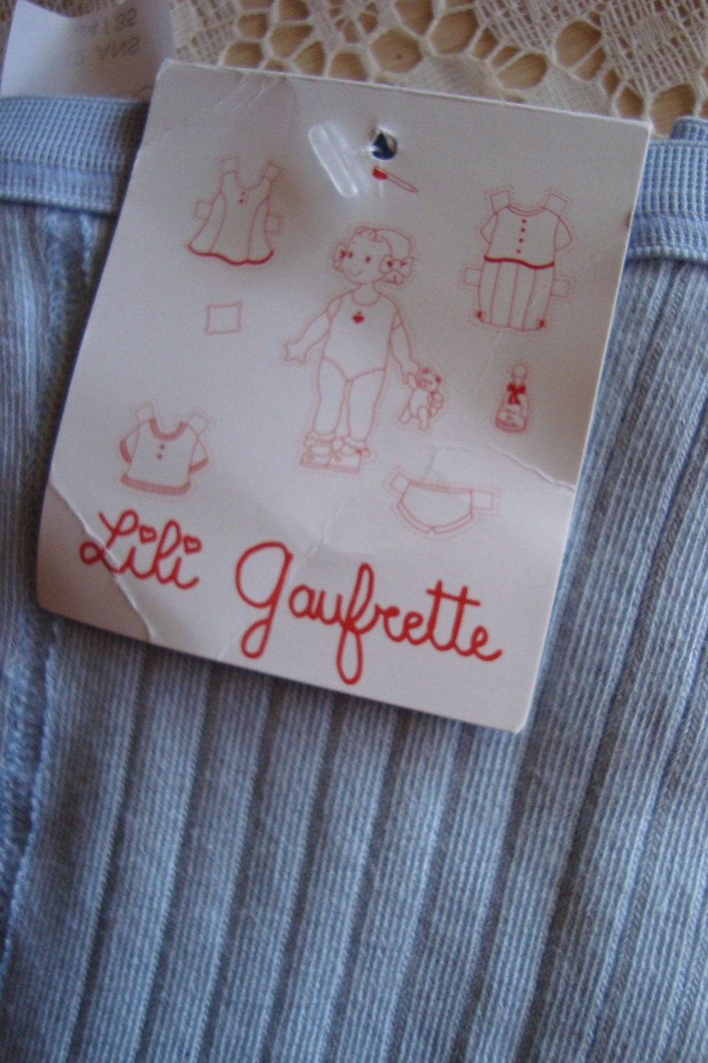 Girls French Lili Gaufrette Boutique Tights Knit Lycra Powder Blue for Special Occasion Dress Daily Wear Childrens Stockings