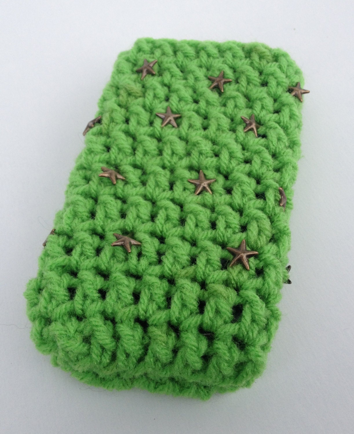Summer Sale 20% off w/ code "Summer"  Green w/ Bronze Star Studs iPhone 5 4S 3  Cozy Fits Different Cell Phones & Droids