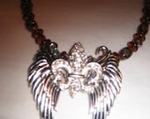 Angel Wings and Fleur di Luis Blinged Removable Pendant
