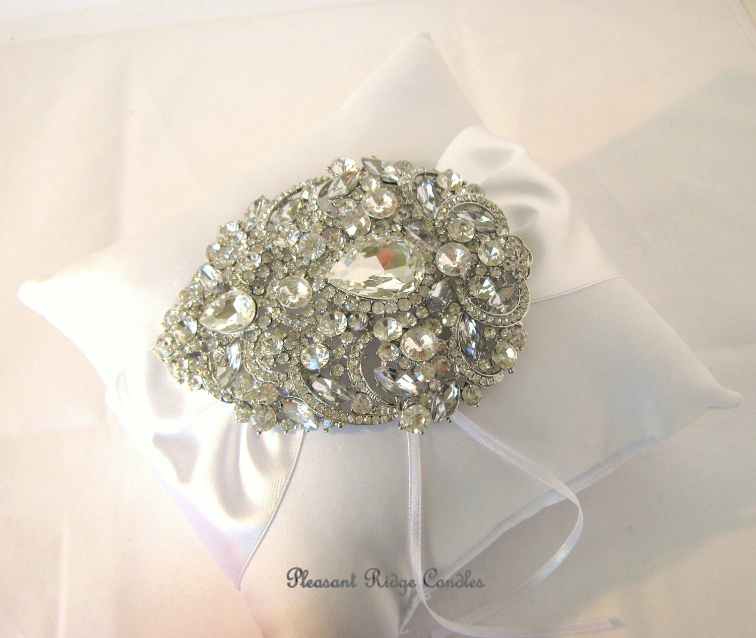 Rhinestone Swarovski Crystal Pillow Bling Ring Bearer White Wedding