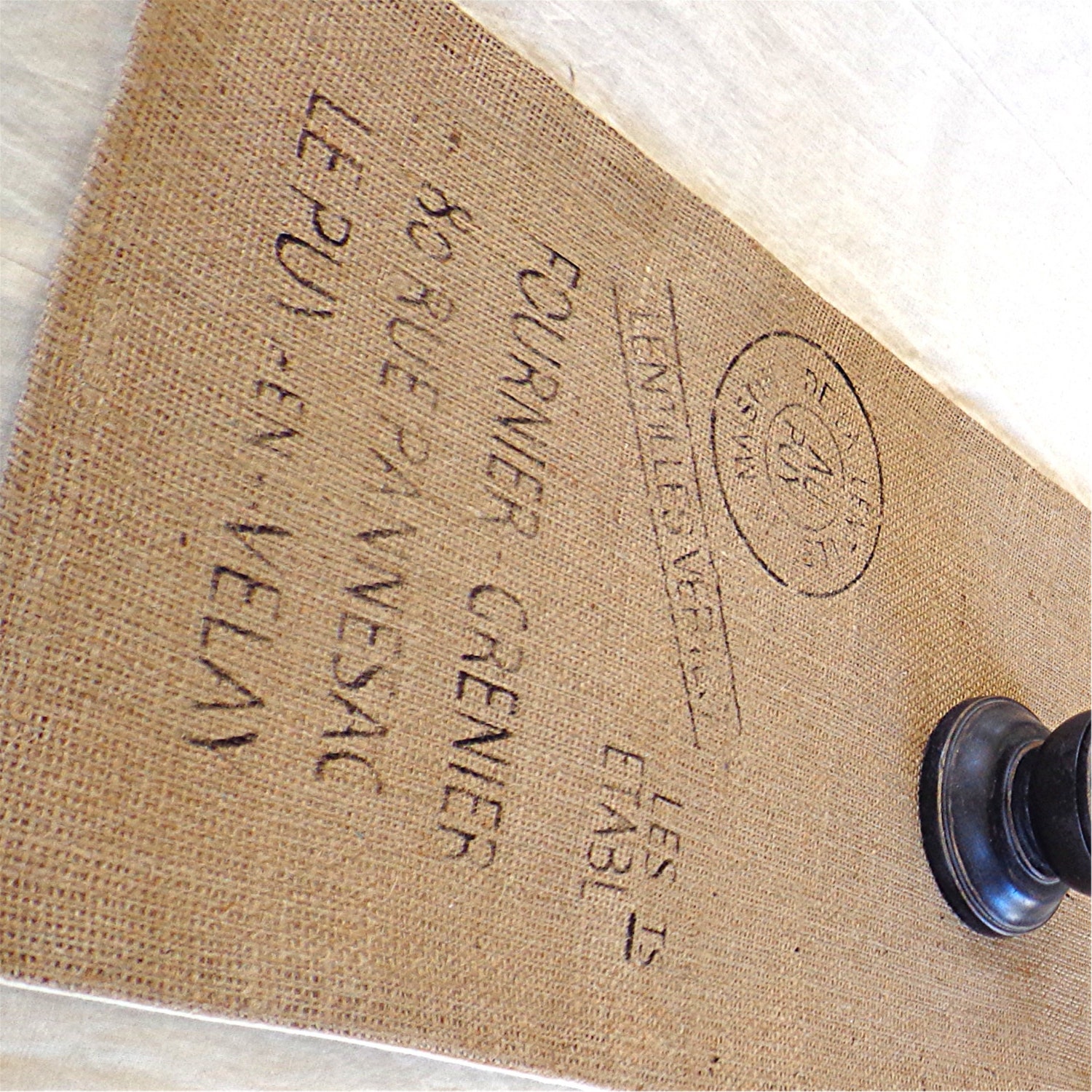 Table Runner / Burlap / French Advertisment