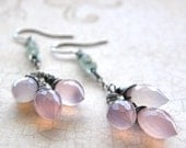 Rose Quartz Earrings, Pink Chandelier Earrings, Quartz Drop Earrings, Green Amethyst Earrings