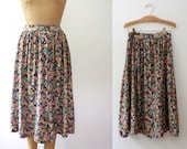 black floral skirt / 80s skirt / Elspeth skirt