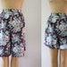floral shorts / 80s vintage shorts / Aubergine walking shorts