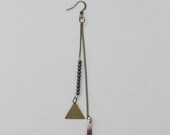 Single Earring Hematite & Sea Urchin Brass Triangle