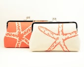 Coral Cutch / Set of Clutches / Bridesmaids Clutches / Bridesmaid Gift (2 Beach Comber Clutches : Coral)