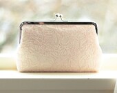 Bridal Clutch / Brush Lace Clutch / Wedding Purse (Antoinette Clutch : Blush on Ivory)