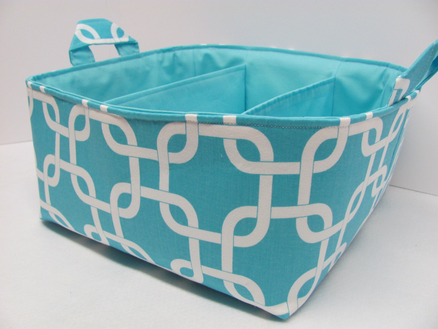 NEW Fabric Diaper Caddy - Fabric organizer storage bin basket - Perfect for your nursery - Geometric Aqua