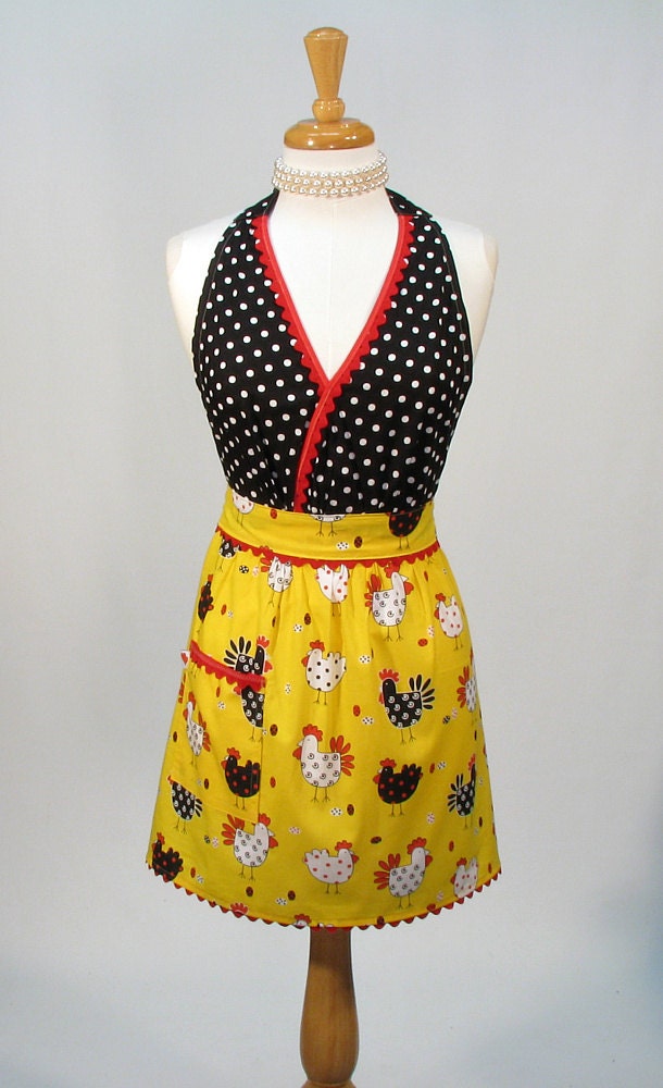 Cute Full (bib) Apron Designer Styled 'Cassie Crossover' By Swankyplace