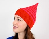 Red and Fuchsia Pink Striped Pointy Hat for Valentine's Day