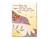 Mother Bird print modern fine art painting 8x10 lessons from mom watercolor spring colors bird nest home decor
