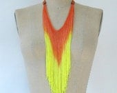 50% OFF SALE Orange Neon Yellow Fringe Necklace