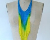 50% OFF SALE Amazon Teal Neon Fringe Necklace