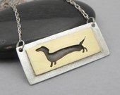 Dachshund Necklace - Weiner Dog Handmade Mixed Metals Pendant