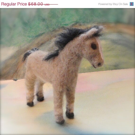 On Sale Needle Felted Buckskin Baby Horse, Foal