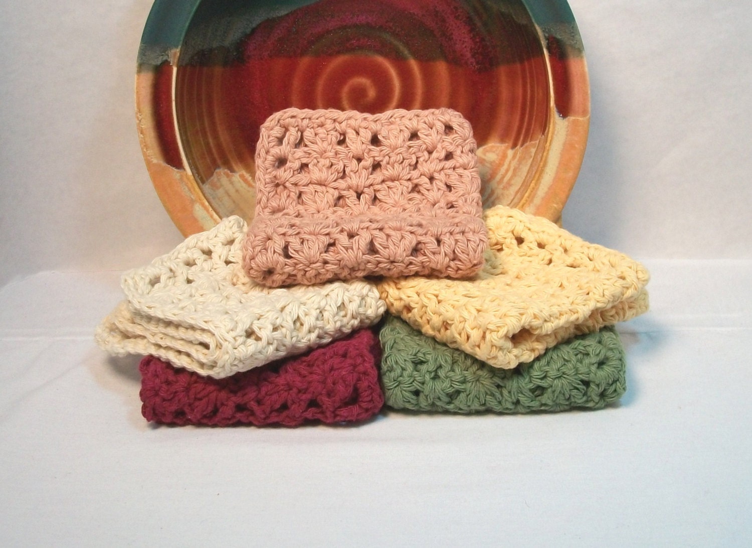 Dishcloths, 100% cotton, home cleaning aid, kitchen cleaner, scouring cloth, many colors, durable. Pick your 2pk.