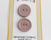 Handmade Textured  Ceramic Buttons - Heather Moorland -  Set of two - UK
