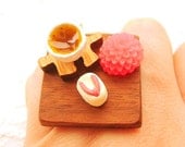 Japanese Food Ring Green Tea Miniature Food Jewelry Traditional Japanese