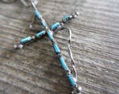 SALE Vintage  Silver and Turquoise Cross with Silver Chain Vintage 3.8 gms