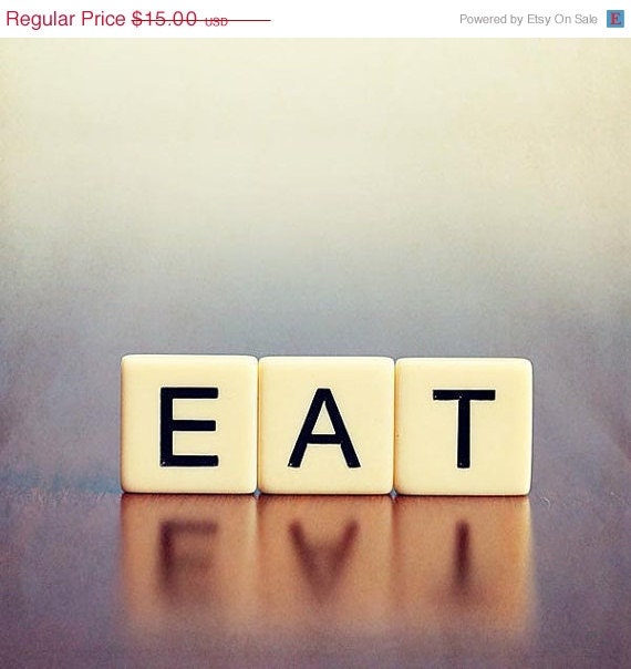 SALE Foodie Photograph - kitchen decor eat food word text typography blue purple white cream black lilac 5x5