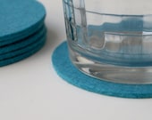 Coasters, Felt Coasters in 3MM Thick Virgin Merino Wool Felt - Turquoise