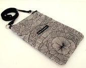 MINI HIP. Black and white Flower fabric. Small Travel Bag. Cruise Bag. Passport Bag. Insulin Bag. Epi pen Bag. Bag made in USA.